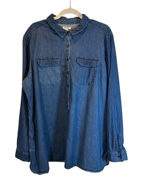 Old Navy Blue Denim Tunic  button Shirt size XXL